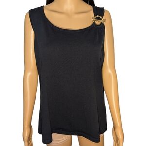 August Silk Black Sleeveless Top With Brass Clasp 1X
